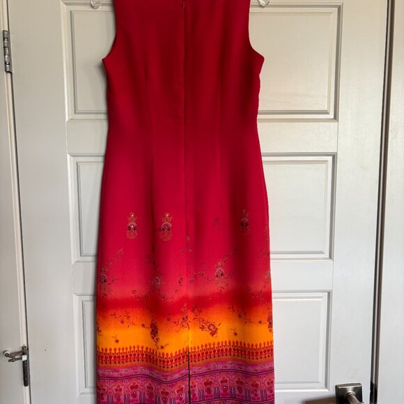 Colors of Sunset Sleeveless Lined Sheath Dress with Rhinestones Size 6 by Chorus - Picture 10 of 11